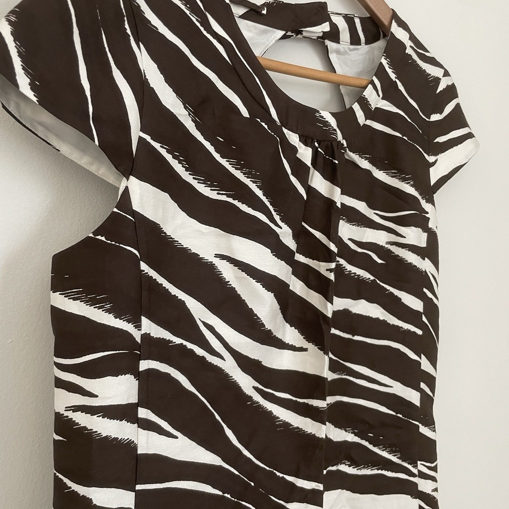 KATE SPADE New York Brown Cream Print Knee Length Dress Size 8 Wedding